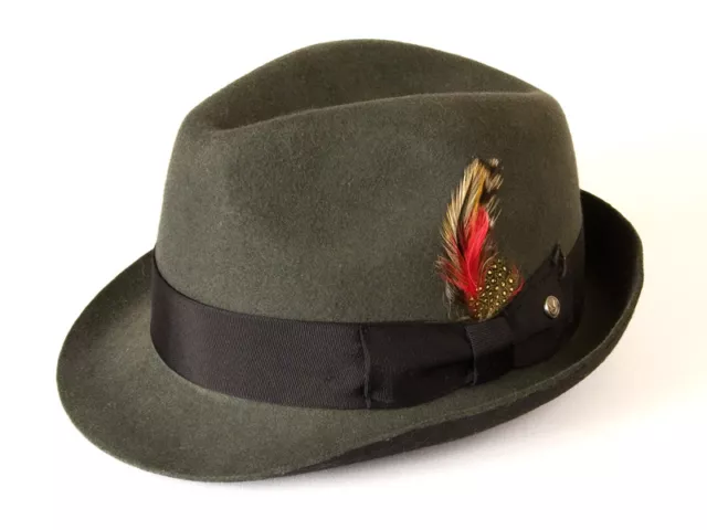 Gamble & Gunn Gris Estilo Vintage 'Kempton' Tradicional Trilby 100% Lana Fieltro