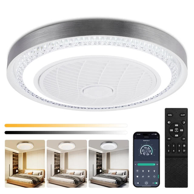 LARGE LED CEILING Fan 6 Speed with Lighting LED Light Adjustable Wind ...