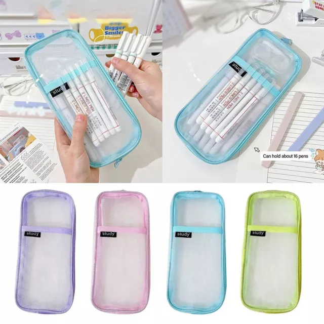 Capacity Candy Color Portable Pencil Case Storage Bag Pen Bag Stationery Bag