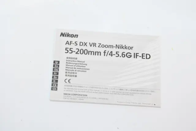 Nikon Lens Instructions For Af-S Dx Vr Zoom-Kikkor 55-200Mm F/4-5.6G If-Ed