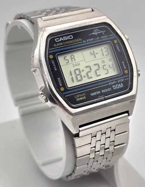 Casio W-36 Marlin Vintage Digital Watch Module 248 1983 Full Stainless Steel