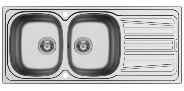 Évier Encastré 116x50cm Evier de Cuisine Sparta Double Vasque Inox Évier