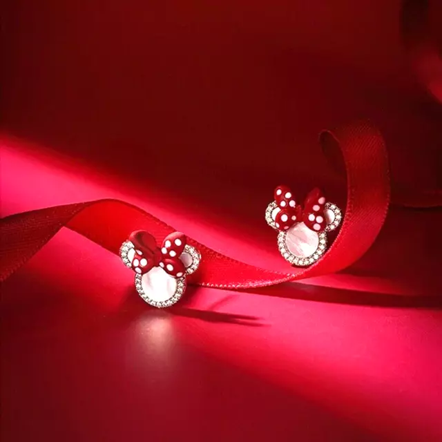 Minnie Mouse Earrings Mickey Mouse Crystal Disney Jewelry Disneyana S925 Post