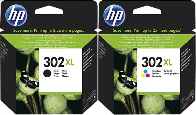 HP No 302XL Black & Colour Multi Pack Original OEM Inkjet Cartridges