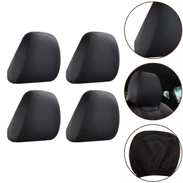 Universal Fit Black Cloth Headrest Covers Set of 4 for Long Lasting Use