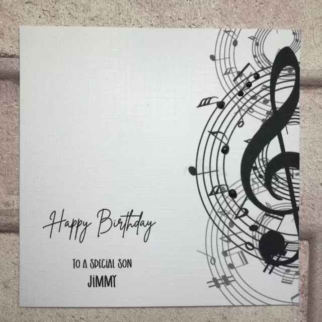 PERSONALISED Handmade Birthday Card MUSIC SON HUSBAND BOYFRIEND FEMALE MALE