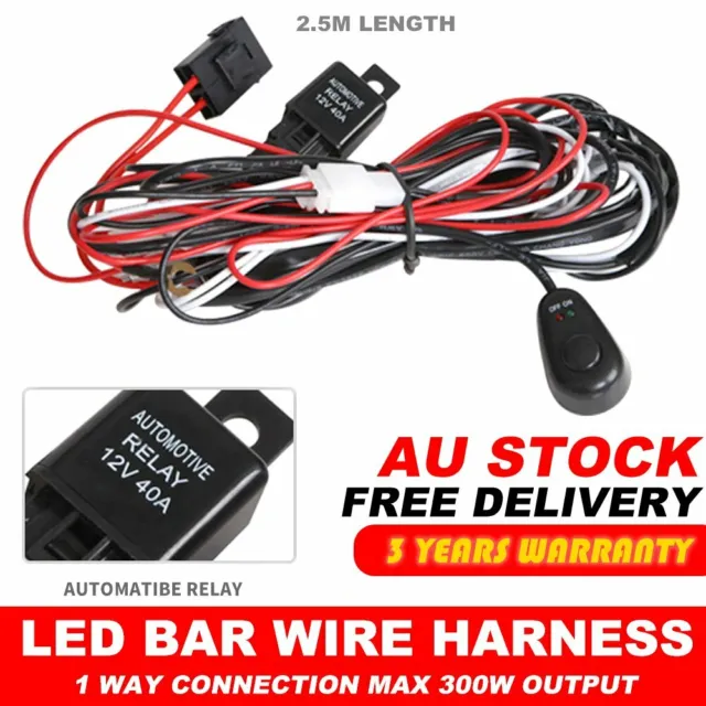 LED HID Spot Work Driving light bar Wiring Loom Harness 12V 40A Relay Switch kit
