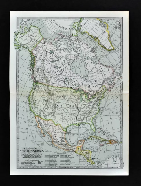 1902 Century Map - North America United States Canada Mexico Cuba Alaska Iceland