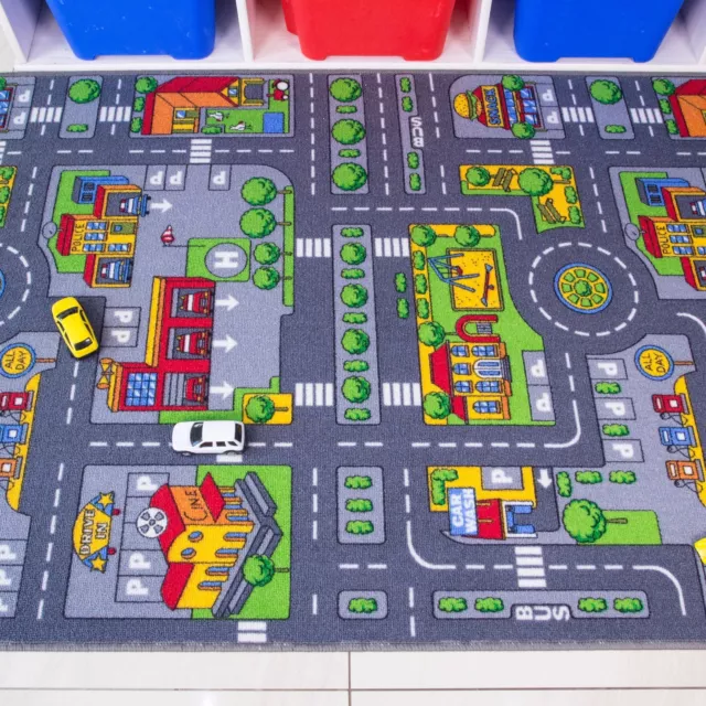 Kids Playmat City Toy Map Floor Mat Rug for Car Play Girls Boys Children Bedroom