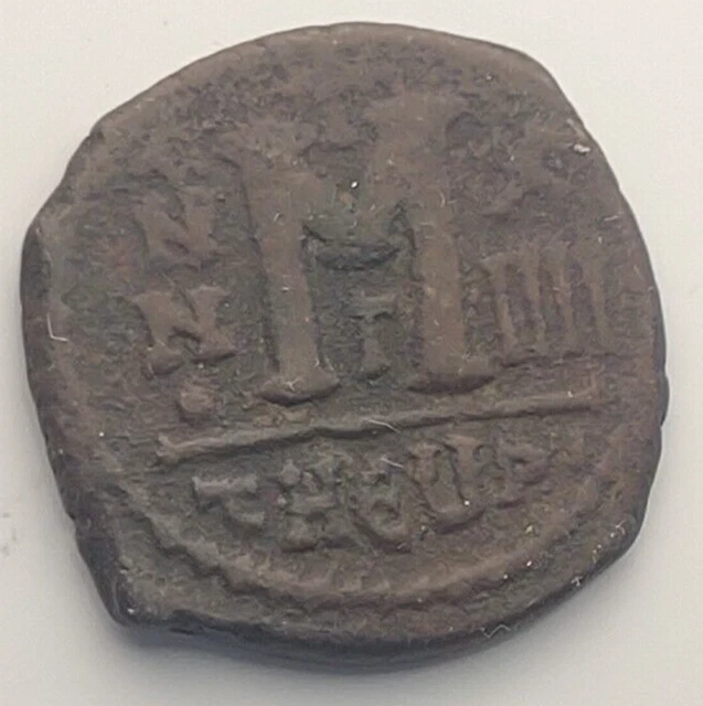 MAURICE TIBERIUS. 582-602 AD. Æ Follis THEUPI X Large Byzantine