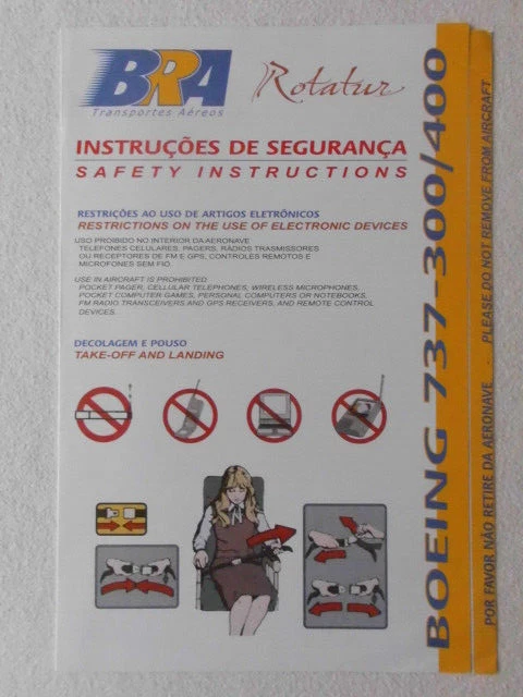 Safety Card Bra Transportes Aereos Rotatur Boeing 737-300/400 Version 1