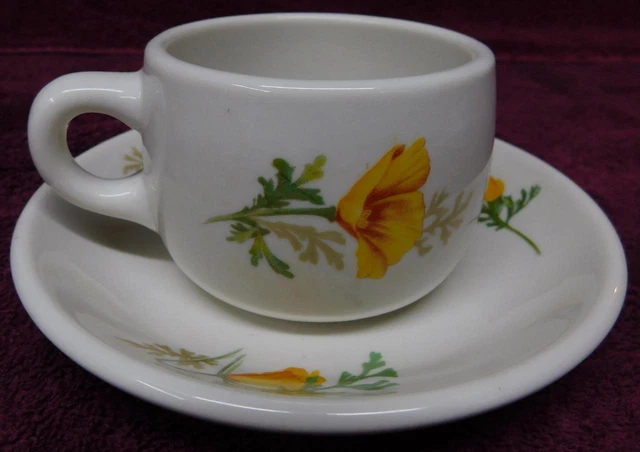 Santa Fe Railroad Yellow Poppy Cup & Saucer by Syracuse China 98-1