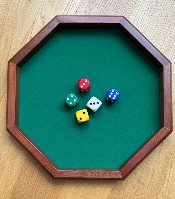 Engelhart - 300806 - Pista Dadi Tonda in Legno Grezzo con 2 Dadi - Diametro 29 cm - Accessorio per Giochi