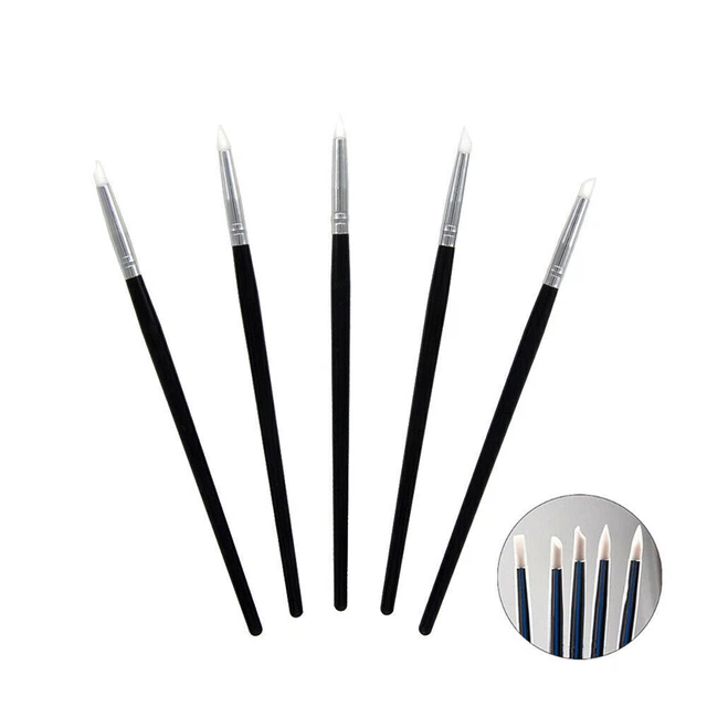 5Pcs Dental Adhesive Composite Resin Cement Teeth Porcelain Pen Brush Silicone