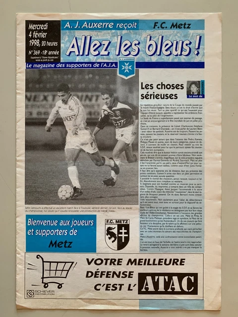 Programme De Match Twente Vs AJ Auxerre – UEFA – 25 Novembre 1997