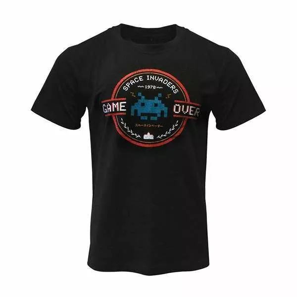Unisex XS Gaming T Shirt Space Invaders Game Over Retro Video Game Arcade Tee