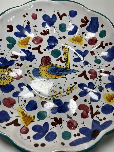 Firenze Italian Majolica Pottery Handmade Scalloped Serving Bowl Wall Hanging 3