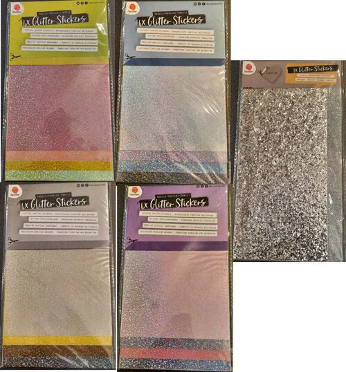 4 x oder 2x selbstklebendes Glitter Papier Sticker Aufkleber