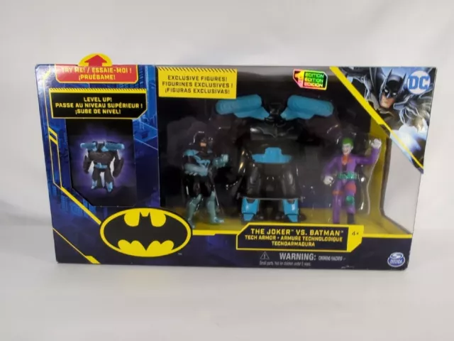 DC Spin Master THE JOKER VS BATMAN Tech Armor 4" Action Figure Set (NEW)