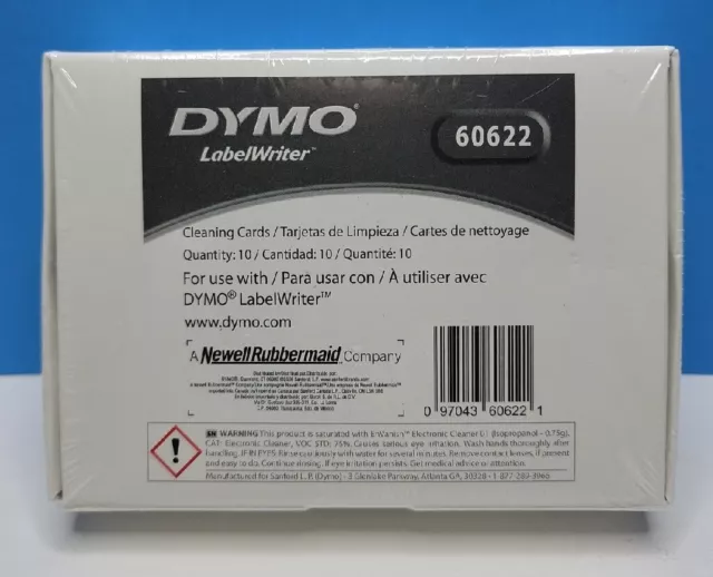 Dymo LabelWriter Cleaning Cards - 60622. Each Box Has 10 Cards Inside - Sealed.