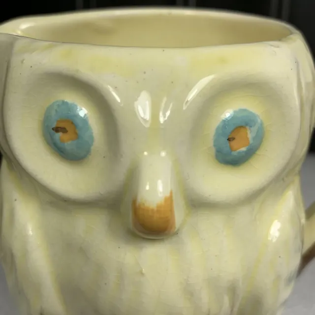 Keele Street Pottery Owl Creamer Vintage Yellow KSP Pottery Owl 3 1/2" 10