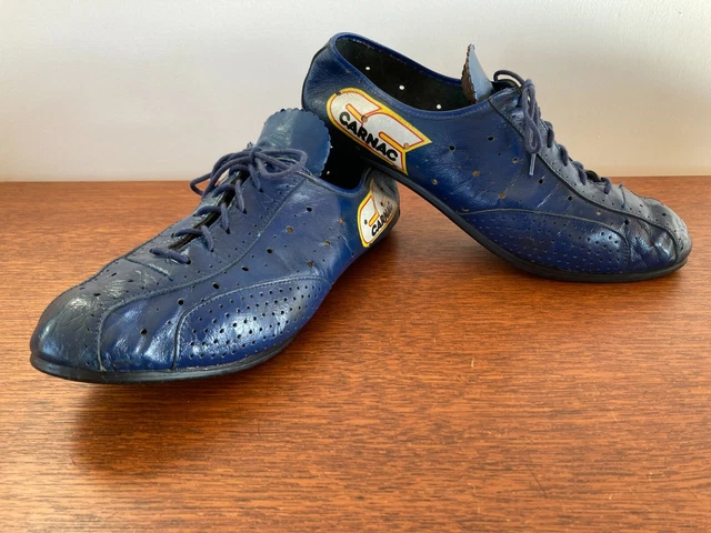 Chaussures Vélo Vintage CARNAC T42 – Cuir Bleu – Années 70/80 – Eroica