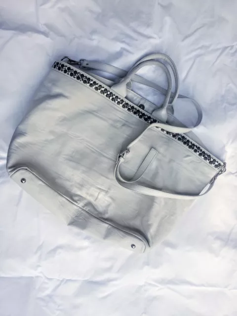 NWT Iopelle Antonio Cristiano Skull Embossed Leather Bag Black
