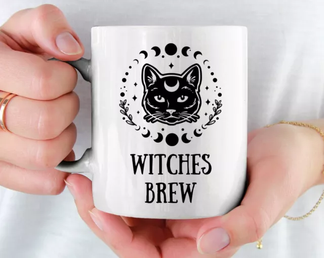 Witches Brew Coffee Mug Halloween Witch Mug Magical Cat Mug Cat Moon Cup
