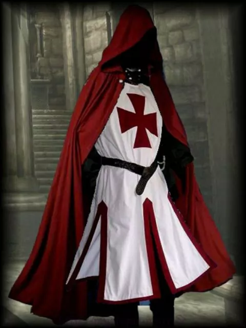 Disfraz de renacimiento medieval para hombre Caballeros Templarios Túnica y...