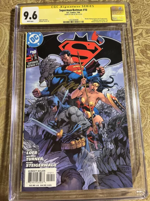 Superman /Batman 10 Cgc Ss Signed Jim Lee 9.6 wonder woman kara zor- el app. Low