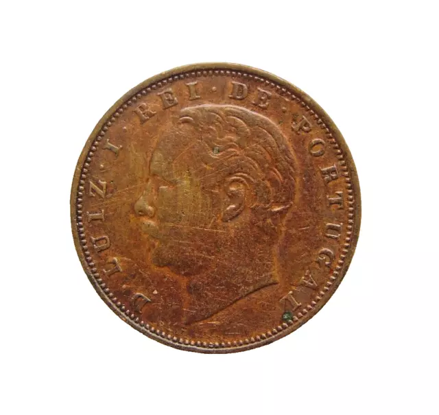 Moneda Portugal Rara - 10 Reis 1885 - Luis I - En Muy Buen Estado - Km# 526 🙂