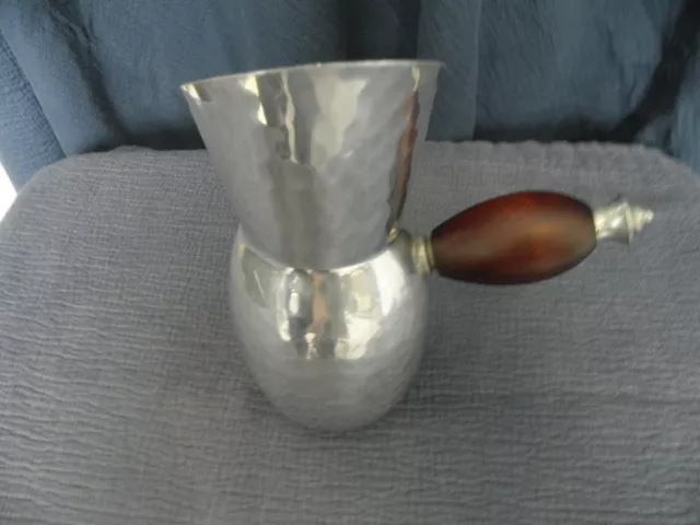 Vintage mid century hammered aluminum pitcher marked Buenilum