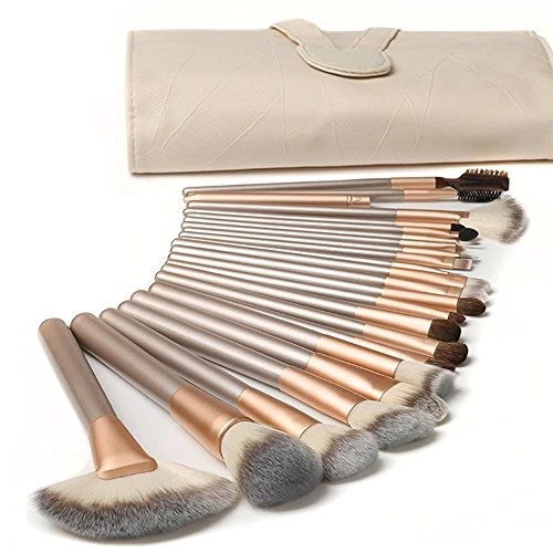 18 Pezzi Pennelli Trucco Set di Pennelli Trucco Con Custodia da Viaggio Manico