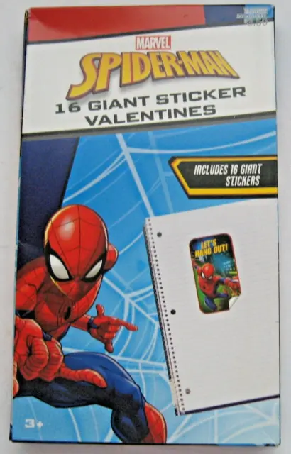 Marvel Spiderman 16 Giant Sticker Valentines 8 Designs   New