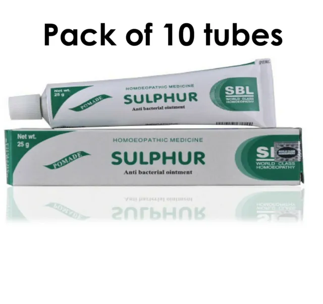 PACK 10 X 25gm SULPHUR 10% OINTMENT For Acne, Eczema, Mites, Scabies, Blackheads