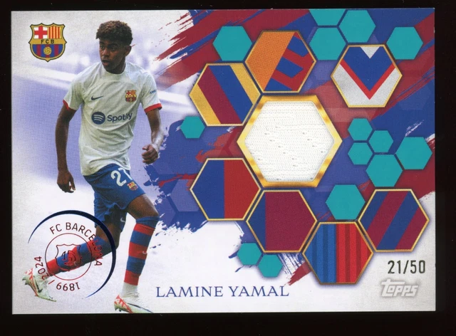 Lamine Yamal 2024-25 FC Barcelona 125th Anniversary Topps La Masia Foundations Autographs Blue Mfly 6275