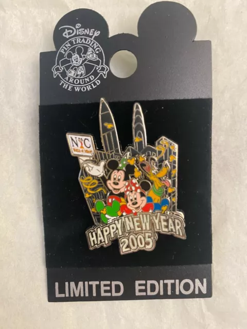 Vtg DISNEY PIN MICKEY MOUSE MINNIE PLUTO Limited Edition Happy New Year 2005 NYC