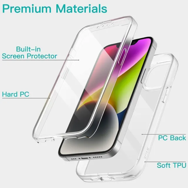 CLEAR FULL BODY 360 Case iPhone 15 14 13 12 Pro XS Max XR Shockproof Phone Cover 2