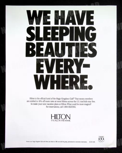 Hilton Hotels Disney World Olympics 1990 Trade Print Magazine AD Poster ADVERT