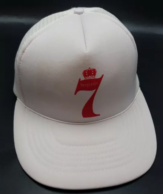 SEAGRAMS SEVEN CROWN WHISKEY white hat vintage adjustable snapback cap