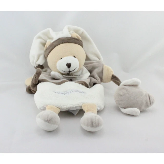 Doudou et compagnie marionnette ours blanc beige marron Graines de doudou - 1740