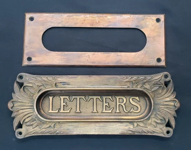 Ornate Art Nouveau Door Mail Slot Frame & Back Plate