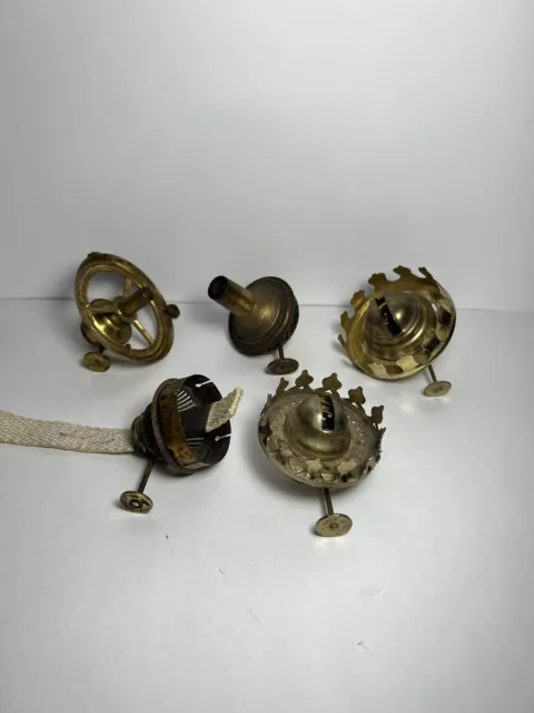 Lot Of 5 Small Antique Kerosene Oil Lamp Burners R. Ditmar Wein - P&A Victor