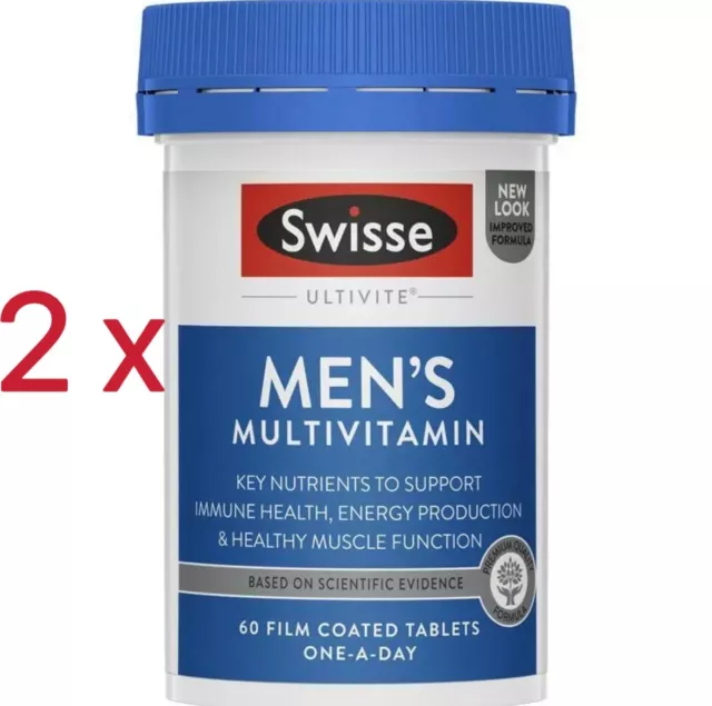 BEST PRICE! BULK BUY 2 x Swisse Men's Ultivite 60 Tablets ONE-A-DAY(TWIN PACK)