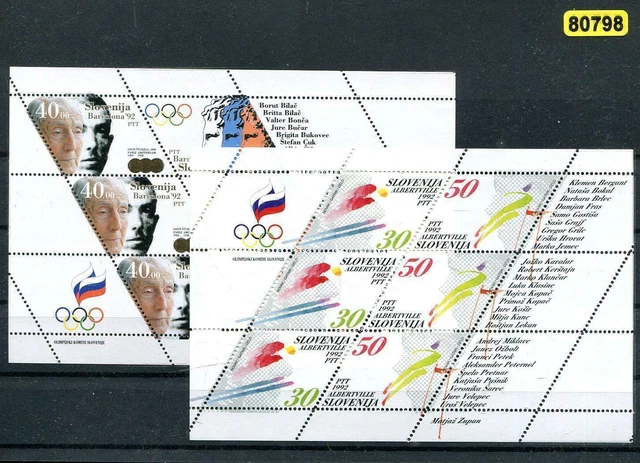 Slowenien Nr. 6 - 7 + 27 - 28 Kleinbogen ** Olympiade 1992 (#86196)