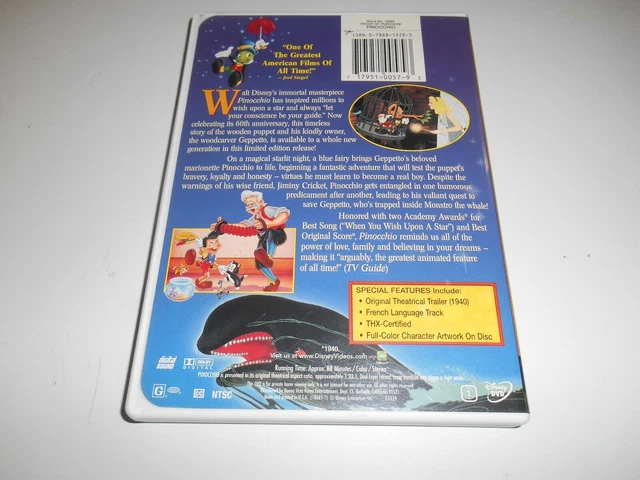 Vintage Disney Pinocchio Limited Issue Original First DVD Release THX Movie 1999 2