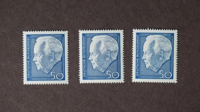 Los 106 - 3 Briefmarken Deutsche Bundespost BRD MiNr: 0543 HEINRICH LÜBKE 50 Pfg