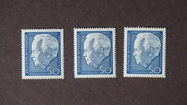 Los 106 - 3 Briefmarken Deutsche Bundespost BRD MiNr: 0543 HEINRICH LÜBKE 50 Pfg