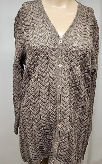 Laurel By Escada Women's Vintage Tan Wool Cardigan Sweater Size IT 38 US 8