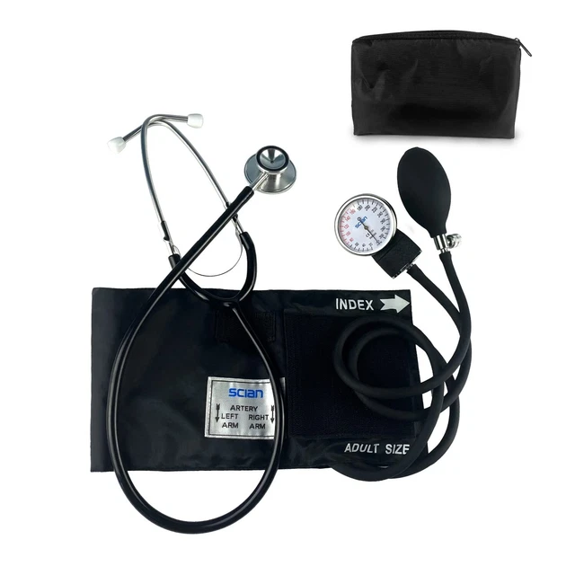 SCIAN Aneroid Sphygmomanometer Stethoscope Kit Manual Blood Pressure BP Cuff